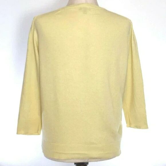 Talbots Argyle Cardigan Sweater Medium, Yellow/Gray Pattern - Picture 3 of 7